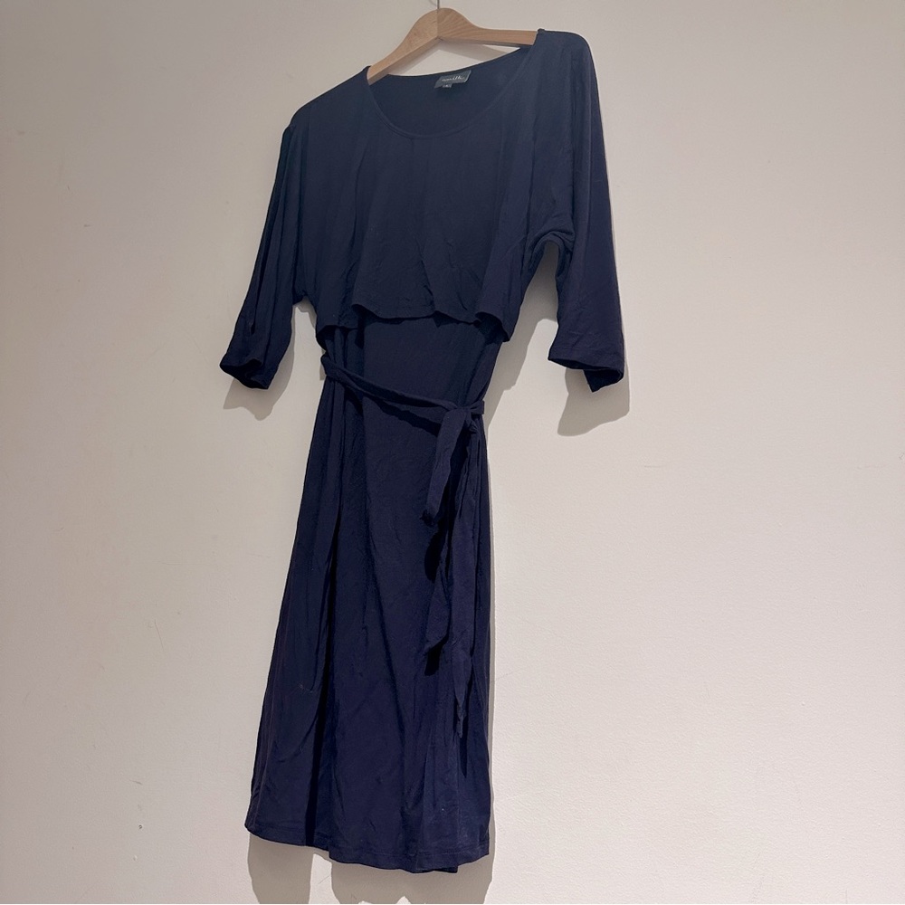 Milk Nursingwear Navy blue dress nursing and maternity, large